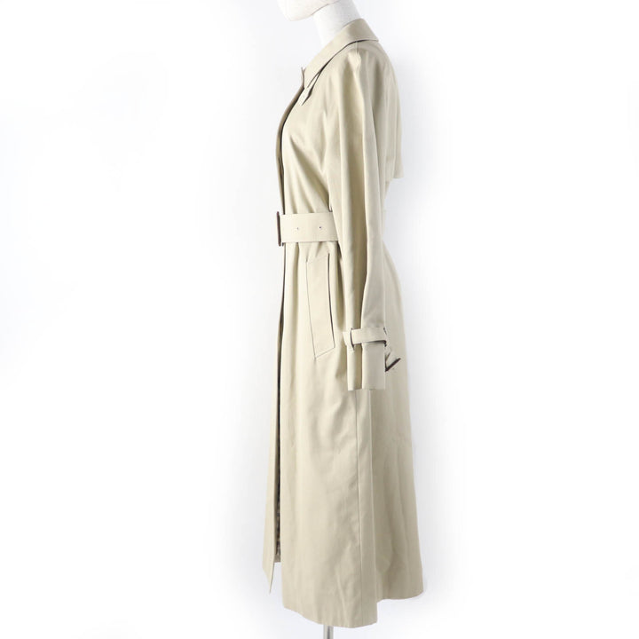 極美品☆Aquascutum アクアスキュータム 比翼仕立て ベルト付 ステンカラーコート ベージュ レディース約Mサイズ相当 正規品 レディース