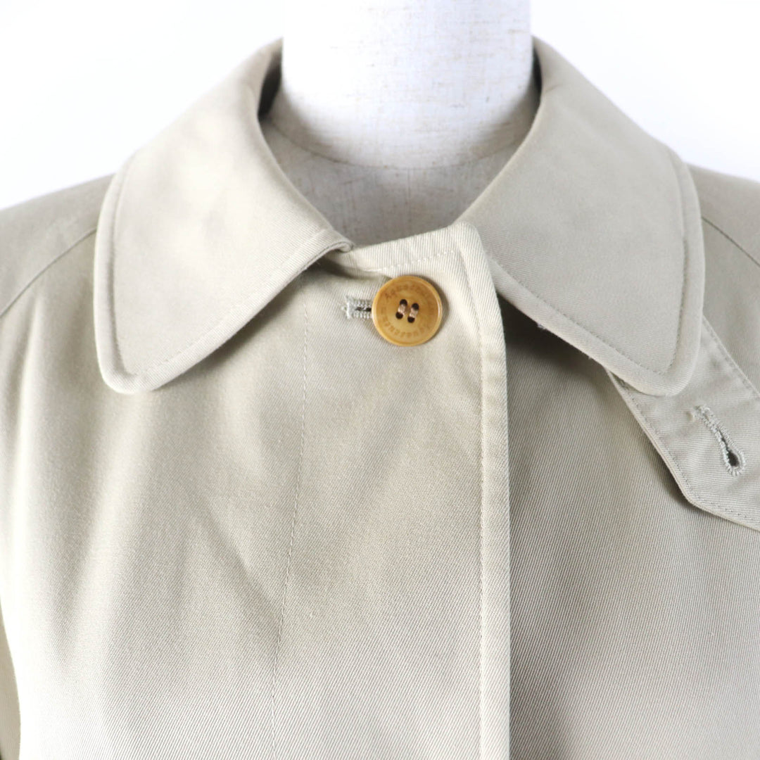 極美品☆Aquascutum アクアスキュータム 比翼仕立て ベルト付 ステンカラーコート ベージュ レディース約Mサイズ相当 正規品 レディース