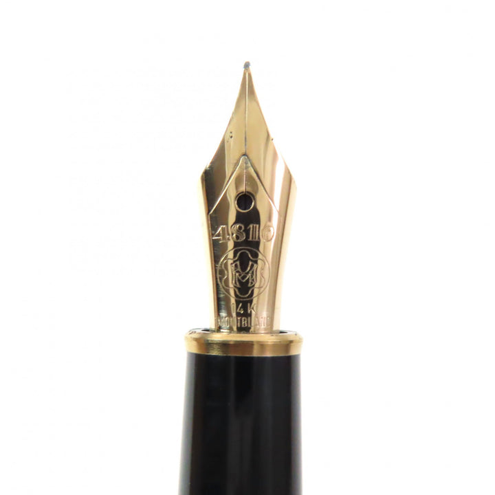良品▼MONTBLANC モンブラン マイスターシュテュック クラシック ペン先14K Fニブ ホワイトスター 万年筆 ブラック ゴールド ドイツ製