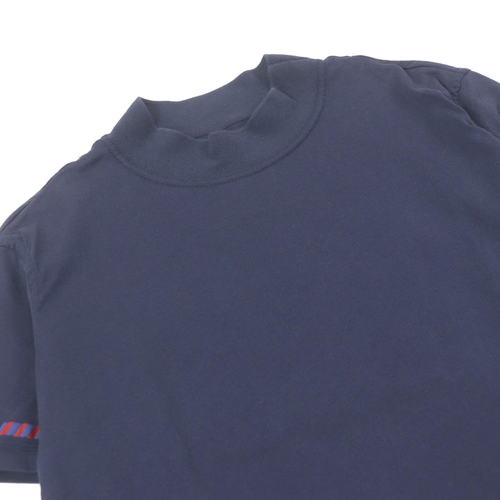 美品□HERMES エルメス 23SS 3E4621DL カルトゥッシュ シェーヌダンクル モックネック 半袖Ｔシャツ ネイビー 34 フランス製 正規品