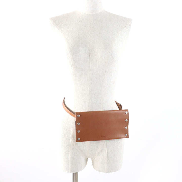 未使用品★JIL SANDER ジルサンダー JSMU840162 RIVET WALLET BELT リベット ウォレット ベルト ロゴ刻印 レザー ブラウン UNI 伊製