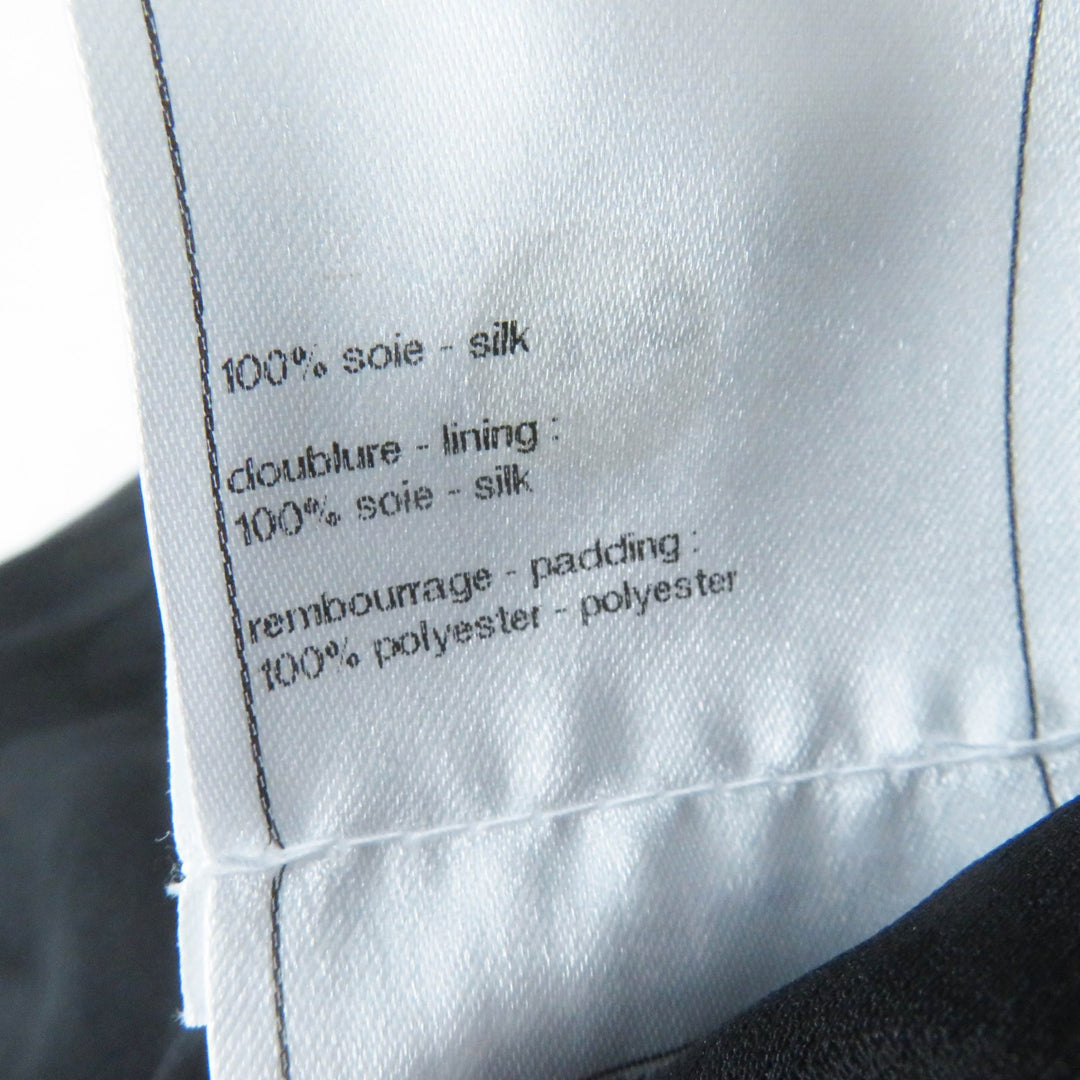 極美品◎CHANEL シャネル 23B P75490 シルク100％ ココマークチェーン ジップアップ パーカー／ジャケット ブラック ゴールド金具 34 伊製