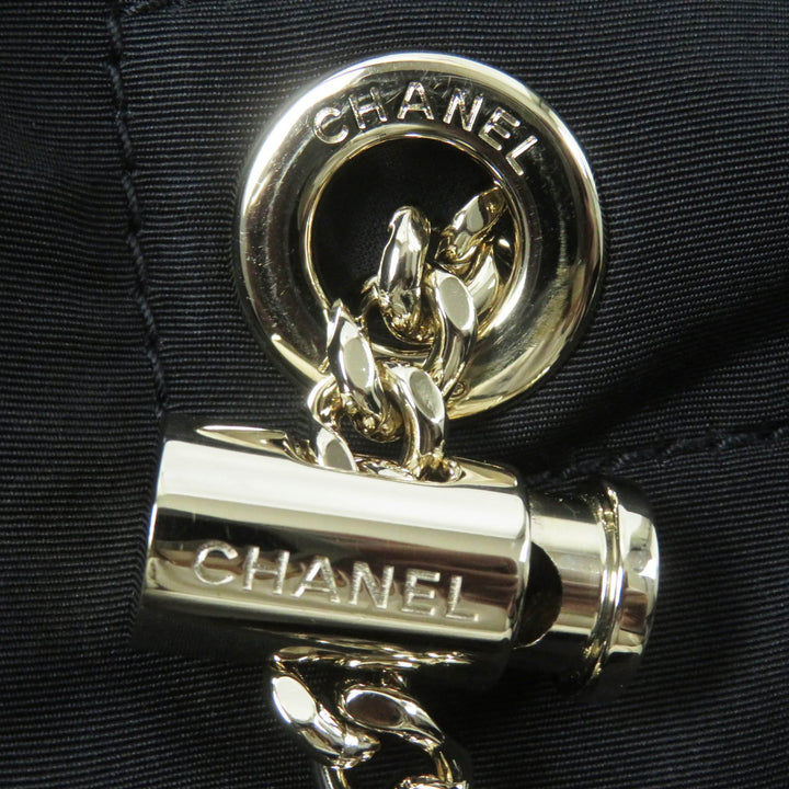 極美品◎CHANEL シャネル 23B P75490 シルク100％ ココマークチェーン ジップアップ パーカー／ジャケット ブラック ゴールド金具 34 伊製
