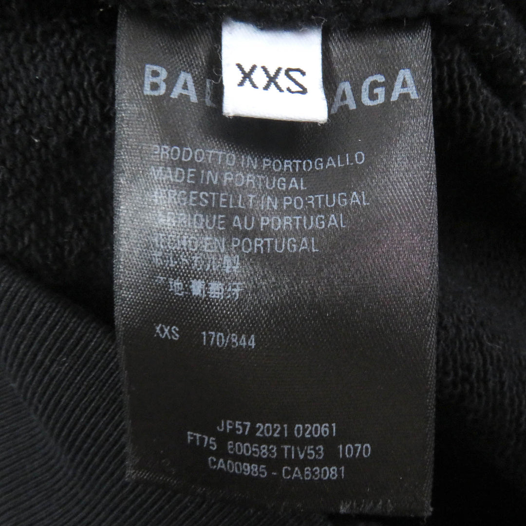美品□BALENCIAGA バレンシアガ 2021年製 600583 キャンペーンロゴプリント オーバーサイズ プルオーバーパーカー ブラック XXS 正規品