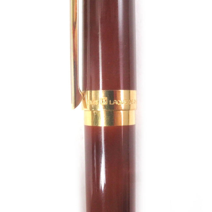 美品□Dupont デュポン モンパルナス ペン先18K Fニブ キャップ式 万年筆 ブラウンマーブル ゴールド ケース付き フランス製 メンズ