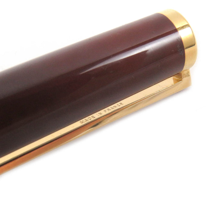 美品□Dupont デュポン モンパルナス ペン先18K Fニブ キャップ式 万年筆 ブラウンマーブル ゴールド ケース付き フランス製 メンズ