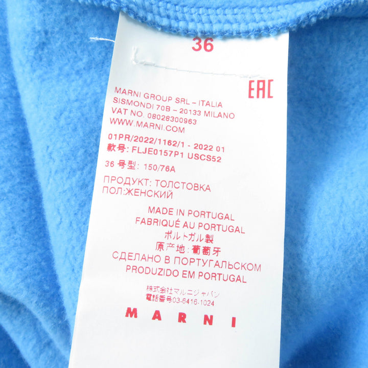 極美品☆MARNI マルニ 22SS ELJE0157P1 コットン レタリングプリント オーバーサイズ プルオーバーパーカー ブルー 36 正規品 レディース
