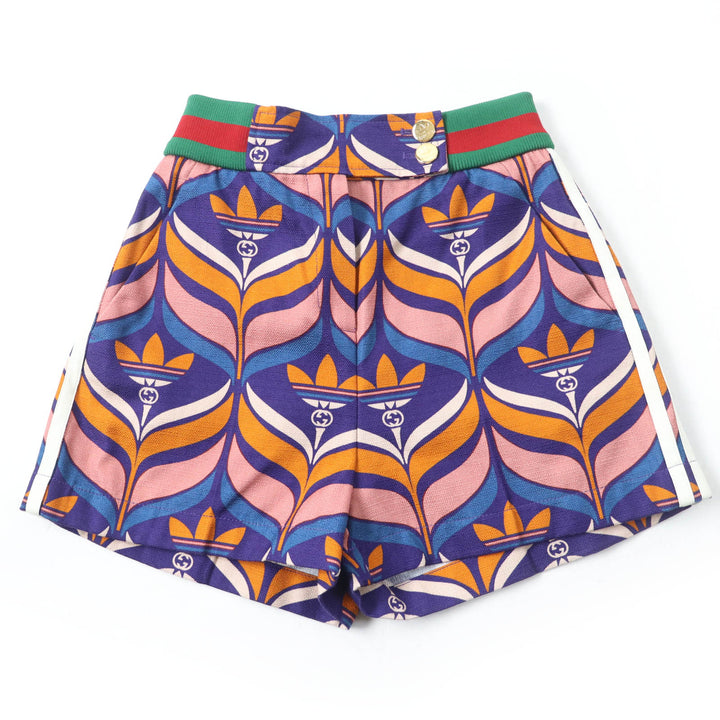 未使用品☆GUCCI×adidas グッチ×アディダス 703006 トレフォイル ウェブライン ショートパンツ マルチ 36 イタリア製 正規品 レディース