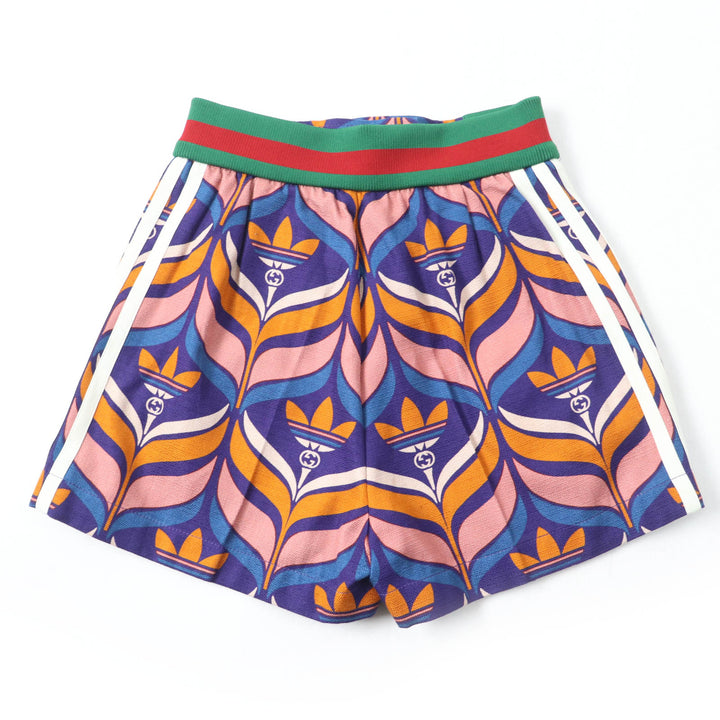 未使用品☆GUCCI×adidas グッチ×アディダス 703006 トレフォイル ウェブライン ショートパンツ マルチ 36 イタリア製 正規品 レディース