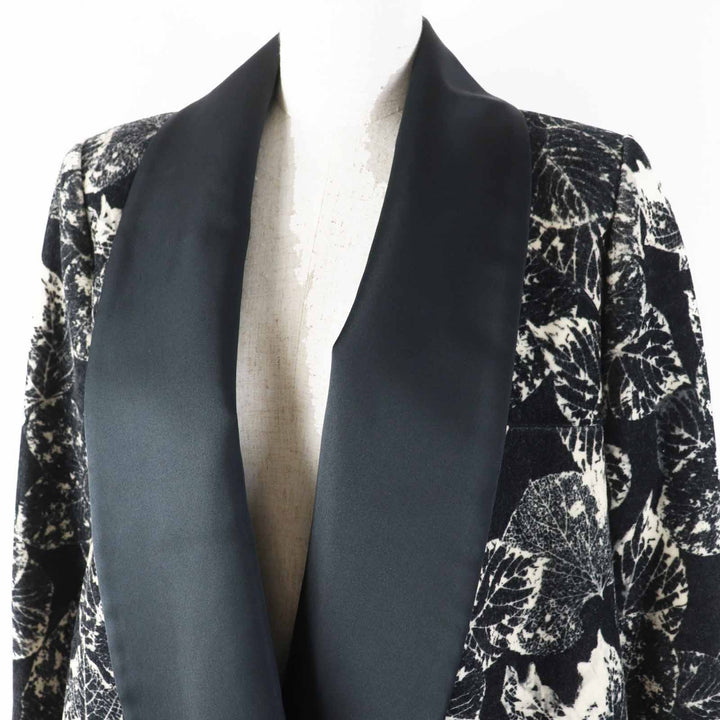 美品◎CHANEL シャネル P60011 一部・裏地シルク100％ ココボタン 総柄 ショールカラーコート ブラック ライトベージュ 38 仏製 正規品