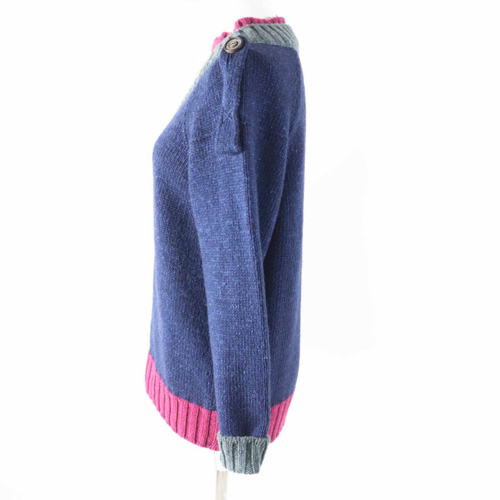 極美品◎CHANEL シャネル P44484 カシミヤ シルク 肩ココマークボタン付き 長袖ニット ネイビー ピンク グレー 38 イタリア製 レディース