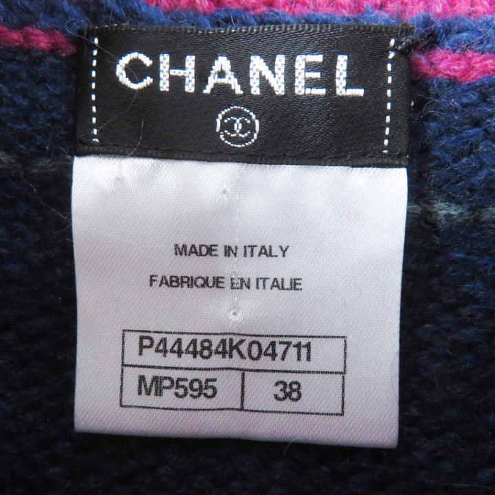 極美品◎CHANEL シャネル P44484 カシミヤ シルク 肩ココマークボタン付き 長袖ニット ネイビー ピンク グレー 38 イタリア製 レディース