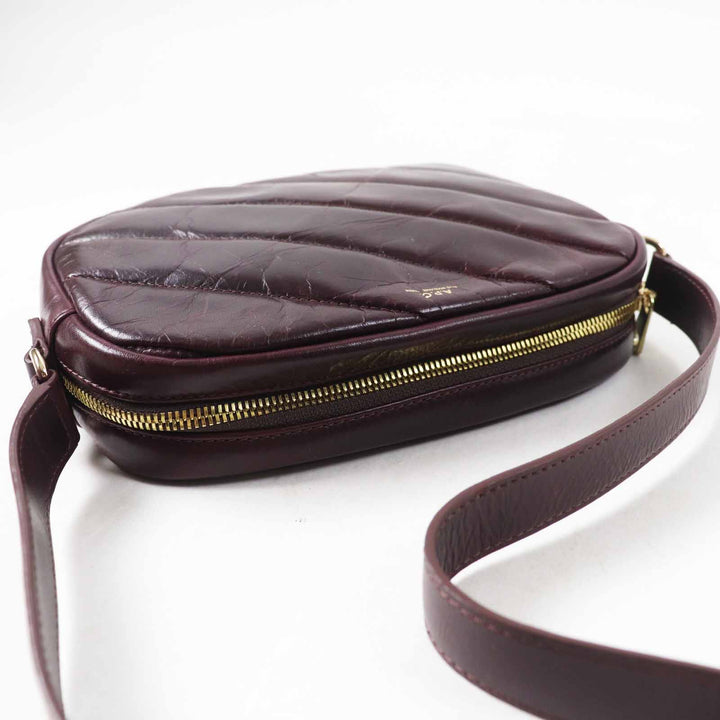極美品◎A.P.C. アーペーセー キルティング バケッタレザー ショルダーバッグ ボルドー系 保存袋付き レディース