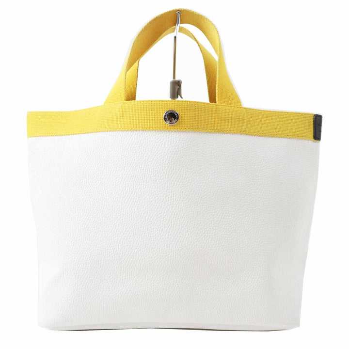良品◎Herve Chapelier エルベ・シャプリエ 704GP リュクスライン B5サイズ スクエアトート／ハンドバッグ コーテッドキャンバス 黄白