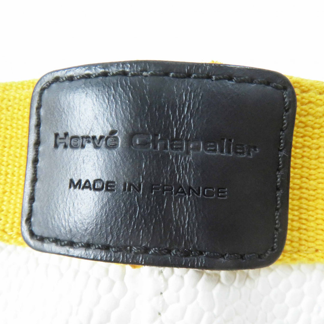 良品◎Herve Chapelier エルベ・シャプリエ 704GP リュクスライン B5サイズ スクエアトート／ハンドバッグ コーテッドキャンバス 黄白