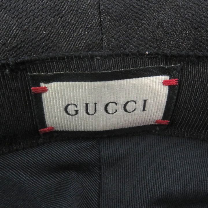 美品□GUCCI グッチ 576587 GGキャンバス レザーパイピング フェドラハット バケットハット ブラック M/58cm イタリア製 正規品 メンズ