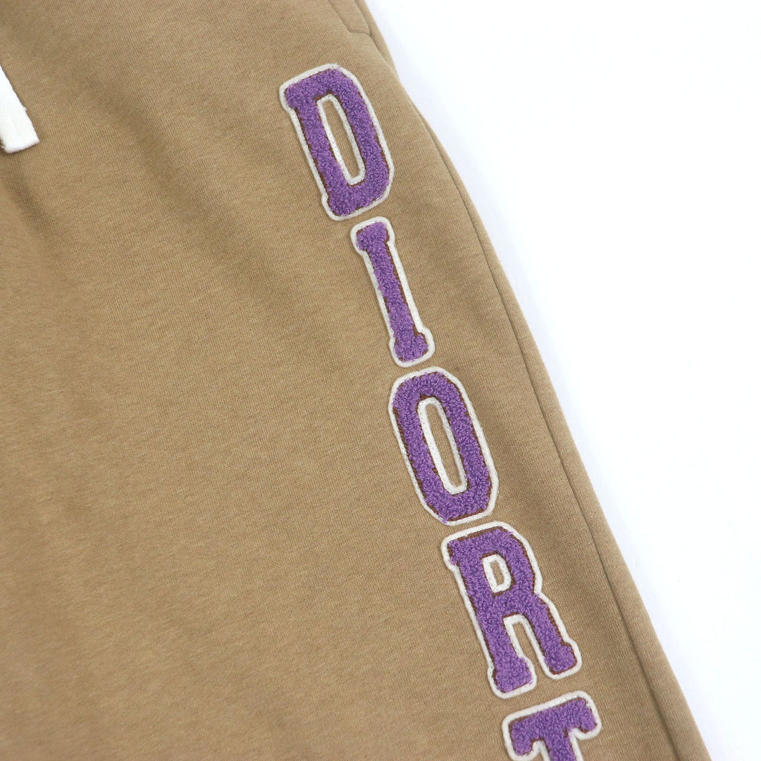 美品□DIOR DENIM TEARS ディオール オム デニムティアーズ 393J132A0815 ロゴワッペン スウェットパンツ ベージュ S イタリア製　正規品