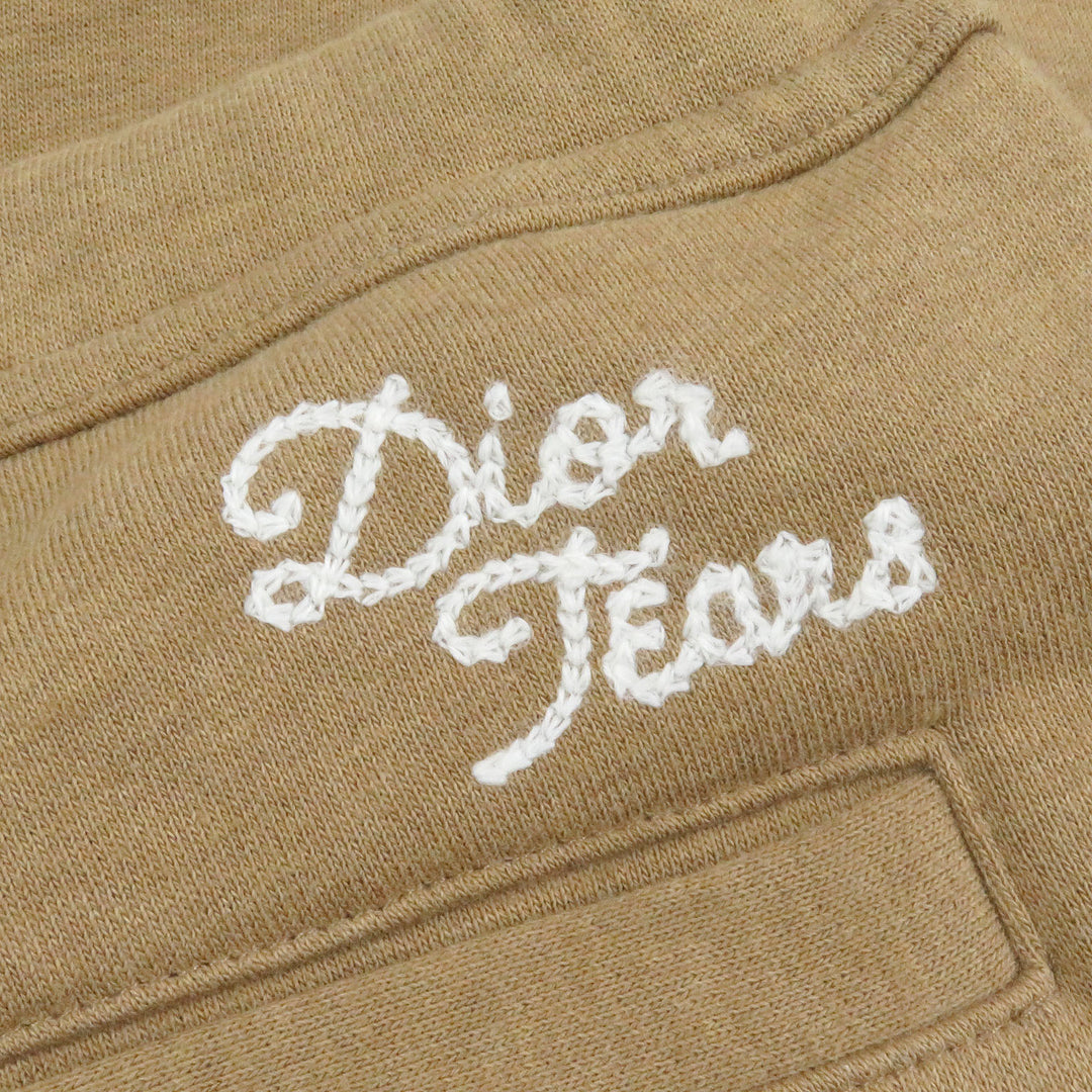 美品□DIOR DENIM TEARS ディオール オム デニムティアーズ 393J132A0815 ロゴワッペン スウェットパンツ ベージュ S イタリア製　正規品