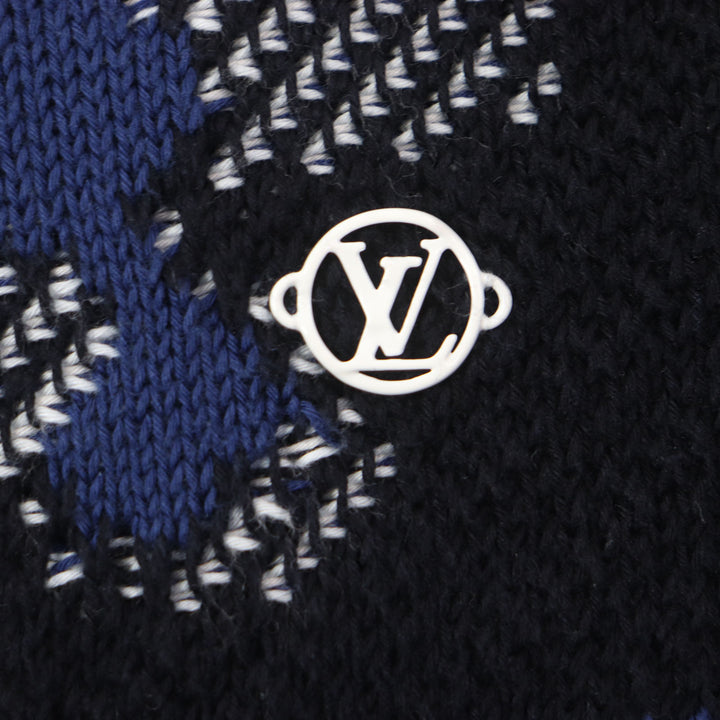美品▼LOUIS VUITTON ルイヴィトン 20SS カモピケジャガード クルーネック ニットセーター ネイビー マルチ S イタリア製 正規品 メンズ