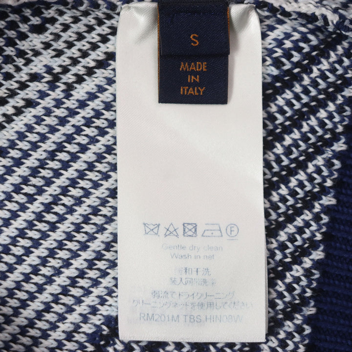 美品▼LOUIS VUITTON ルイヴィトン 20SS カモピケジャガード クルーネック ニットセーター ネイビー マルチ S イタリア製 正規品 メンズ