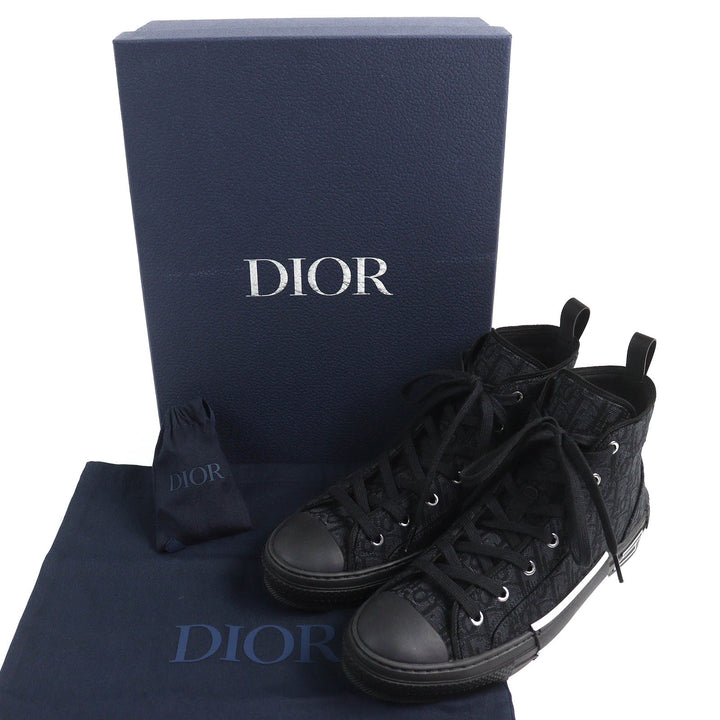 未使用品△DIOR ディオール オム 3SH126ZSA H969 B23 オブリーク ロゴ ハイカットスニーカー ブラック 43 保存袋付き イタリア製 メンズ