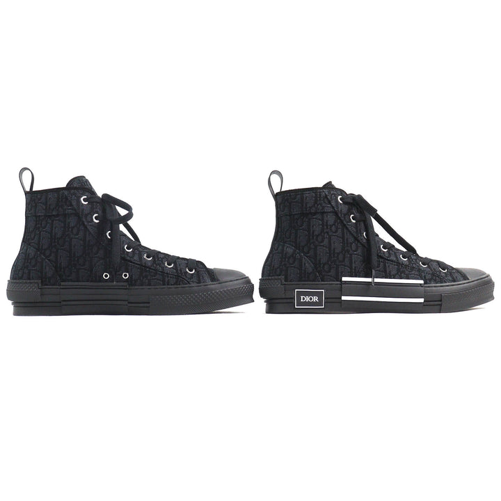 未使用品△DIOR ディオール オム 3SH126ZSA H969 B23 オブリーク ロゴ ハイカットスニーカー ブラック 43 保存袋付き イタリア製 メンズ