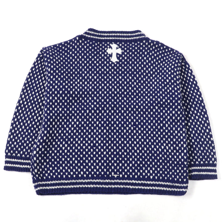 美品○CHROME HEARTS クロムハーツ 412178125 カシミヤ100% 羊革 両袖CHプラスパッチ付 セーター ONE SIZE(日本サイズL相当) 国内正規品
