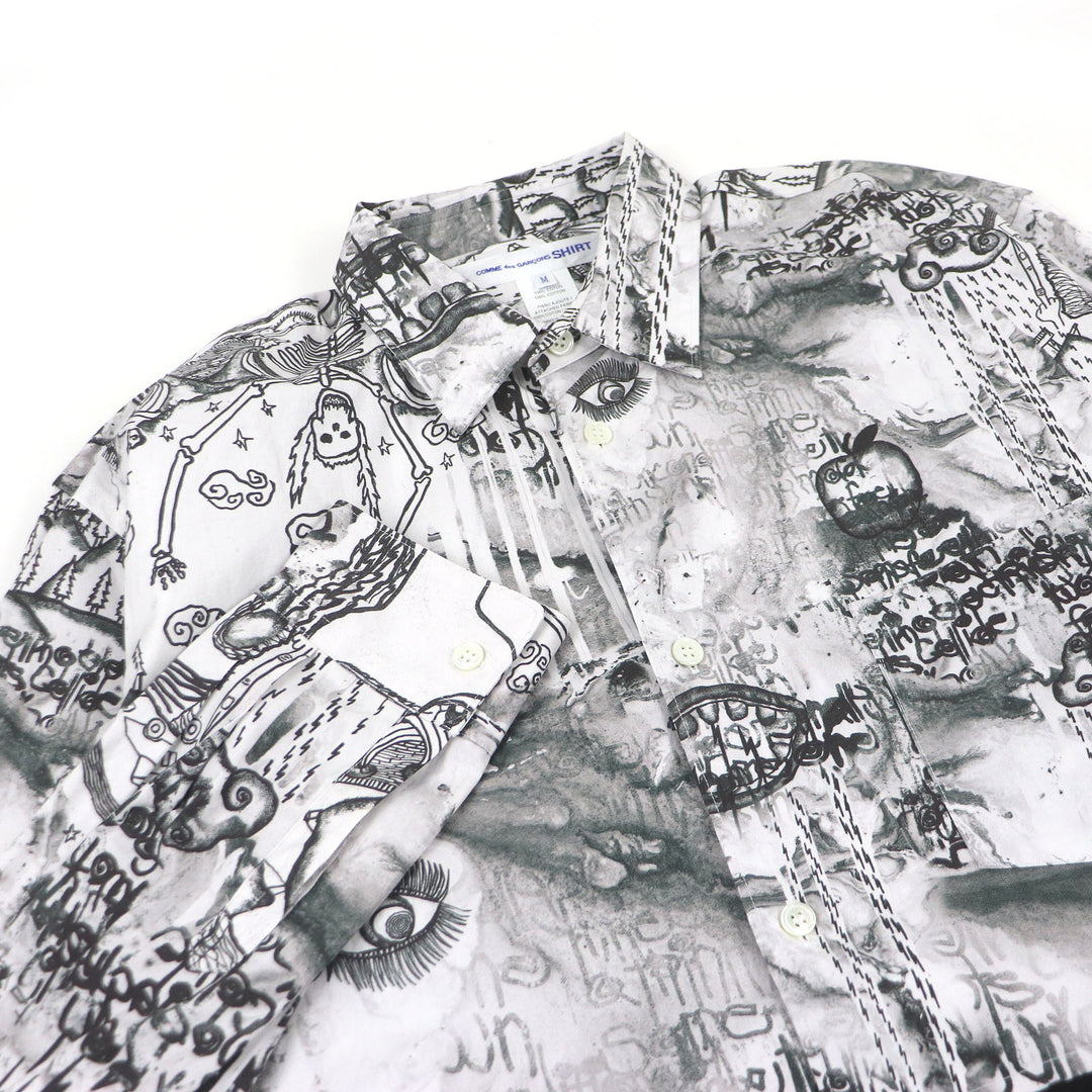 極美品□COMME des GARCONS SHIRT コムデギャルソンシャツ BRETT WESTFALL グラフィックプリント オーバーサイズ 長袖シャツ M 正規品
