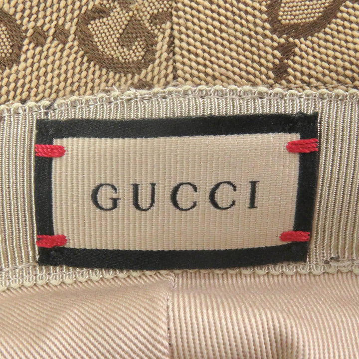 極美品□GUCCI グッチ 576587 GGキャンバス レザーパイピング バケットハット フェドラハット ベージュ S/57cm イタリア製 正規品 メンズ