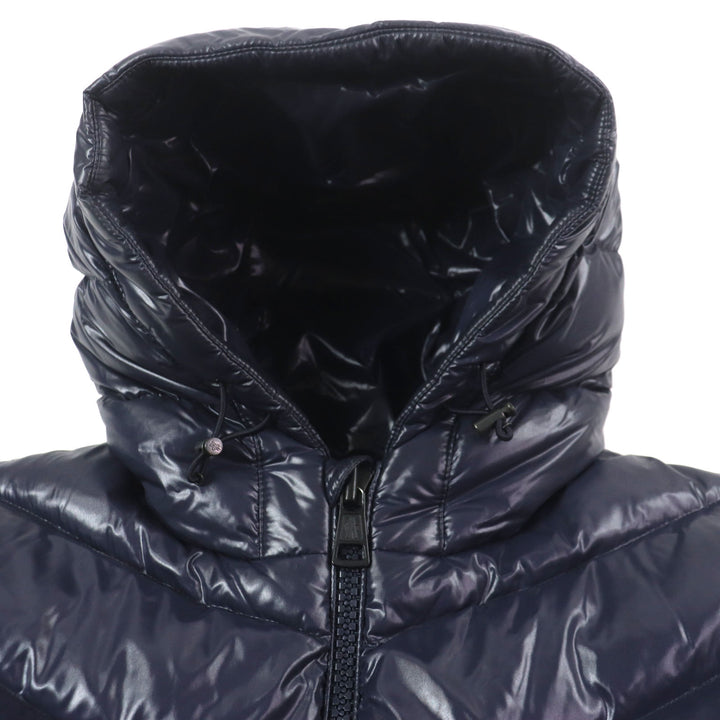 美品▼MONCLER モンクレール 19-20AW ALEIG フード付き ラバーワッペン WZIPUP ダウンジャケット ネイビー 1 ハンガー付き 正規品 メンズ