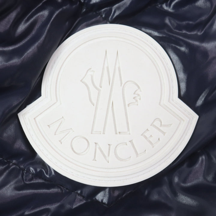 美品▼MONCLER モンクレール 19-20AW ALEIG フード付き ラバーワッペン WZIPUP ダウンジャケット ネイビー 1 ハンガー付き 正規品 メンズ