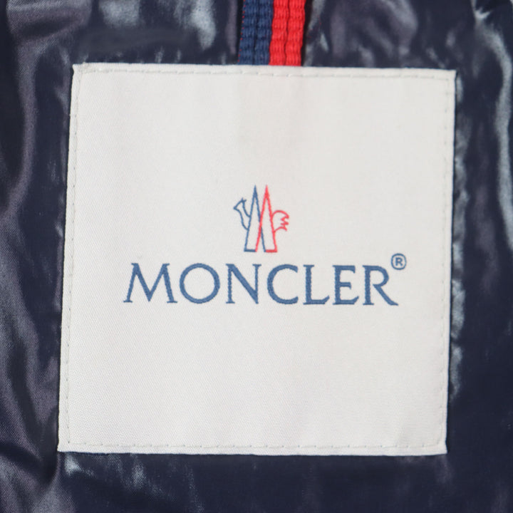 美品▼MONCLER モンクレール 19-20AW ALEIG フード付き ラバーワッペン WZIPUP ダウンジャケット ネイビー 1 ハンガー付き 正規品 メンズ