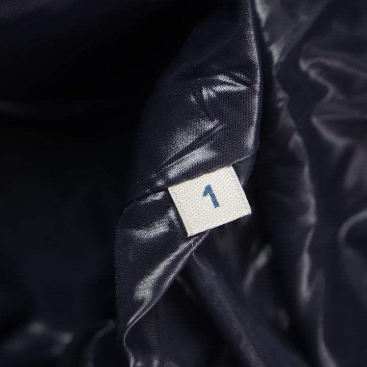 美品▼MONCLER モンクレール 19-20AW ALEIG フード付き ラバーワッペン WZIPUP ダウンジャケット ネイビー 1 ハンガー付き 正規品 メンズ