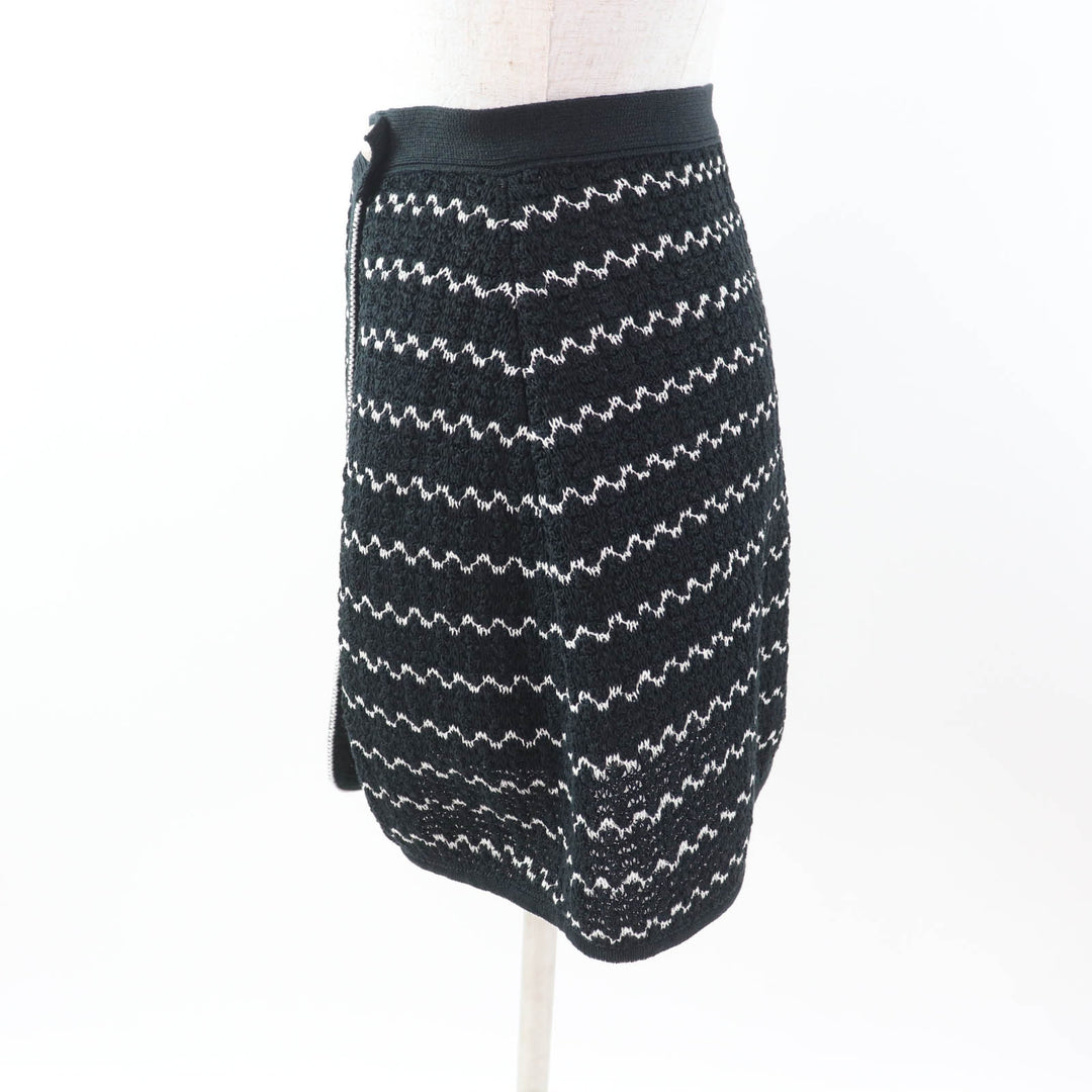 美品★CHANEL シャネル P49277 ココマークボタン付 台形 ラップスカート ミニスカート ブラック ホワイト 34 イタリア製 レディース