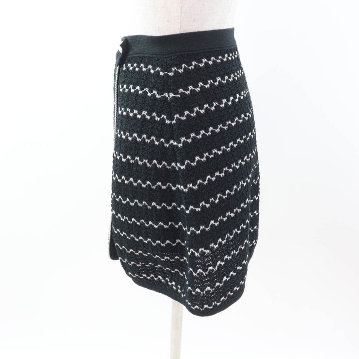 美品★CHANEL シャネル P49277 ココマークボタン付 台形 ラップスカート ミニスカート ブラック ホワイト 34 イタリア製 レディース