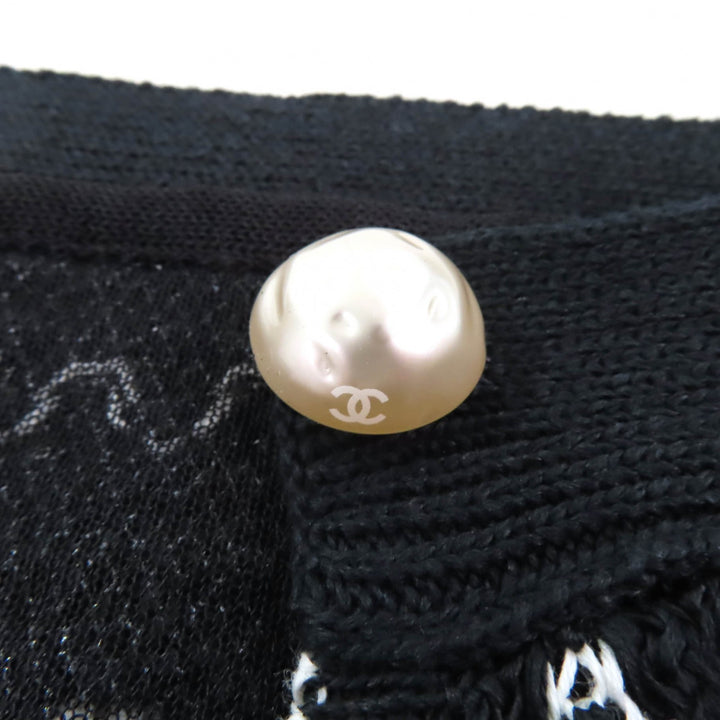 美品★CHANEL シャネル P49277 ココマークボタン付 台形 ラップスカート ミニスカート ブラック ホワイト 34 イタリア製 レディース
