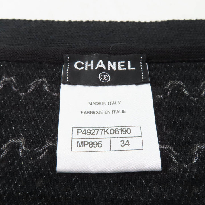 美品★CHANEL シャネル P49277 ココマークボタン付 台形 ラップスカート ミニスカート ブラック ホワイト 34 イタリア製 レディース