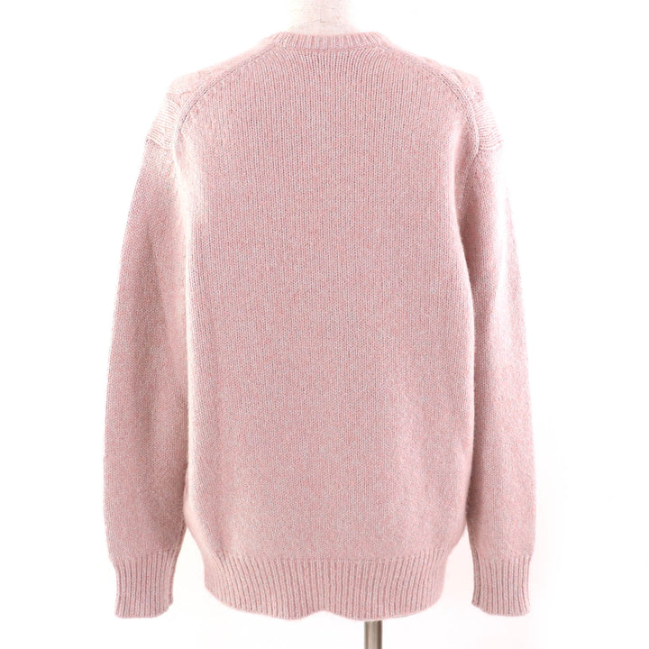 美品△DRAWER ドゥロワー 6513-105-0995 カシミヤ ラメ 3Gケーブル編み クルーネック 長袖 ニット セーター ピンク系 約M～Lサイズ 正規品