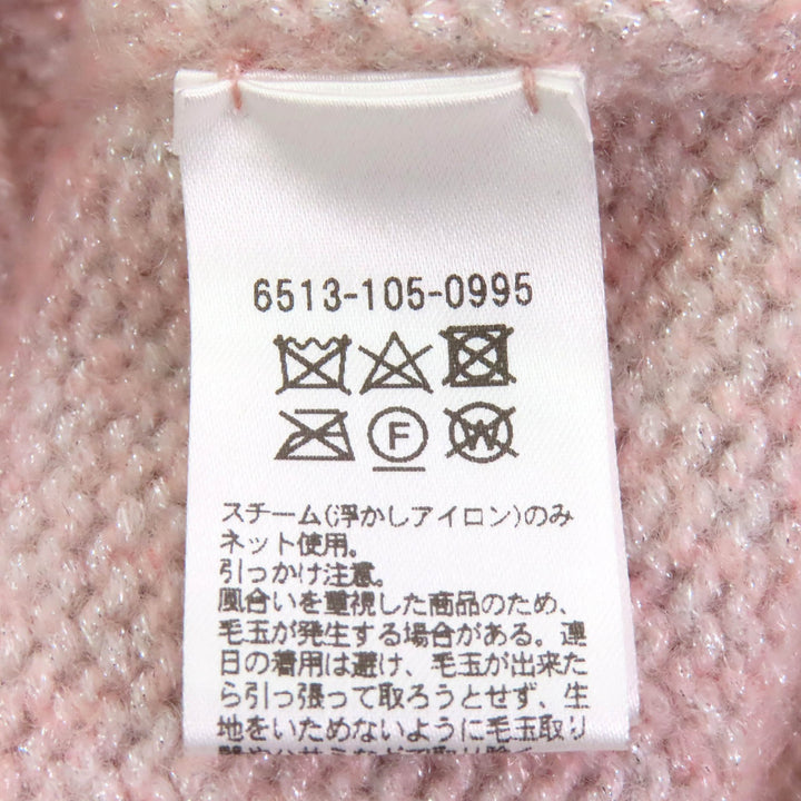 美品△DRAWER ドゥロワー 6513-105-0995 カシミヤ ラメ 3Gケーブル編み クルーネック 長袖 ニット セーター ピンク系 約M～Lサイズ 正規品