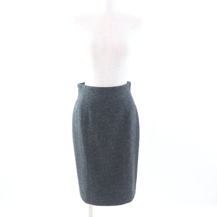 極美品★LEONARD FASHION レオナール ファッション ウール アンゴラ混 ノーカラージャケット＋スカート 2点set セットアップ 11/64-91