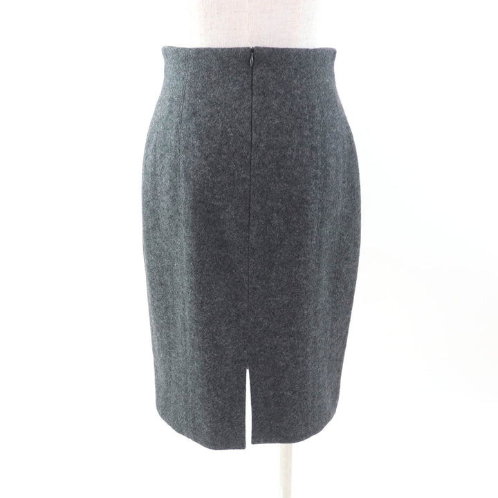極美品★LEONARD FASHION レオナール ファッション ウール アンゴラ混 ノーカラージャケット＋スカート 2点set セットアップ 11/64-91