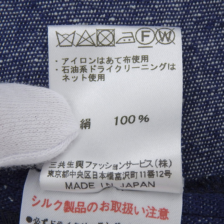 美品▲LEONARD FASHION レオナール ファッション 0265950 シルク100％ 花柄使い 長袖シャツ ブラウス ネイビー 44 日本製 レディース