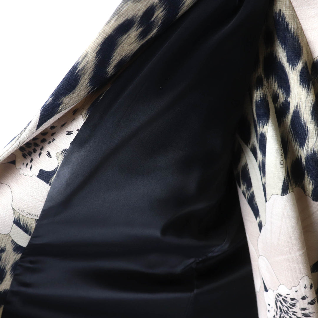 未使用品★LEONARD FASHION レオナール ファッション 0341900 レオパード 花柄 ウールジャケット ワンピース 2点set セットアップ 42