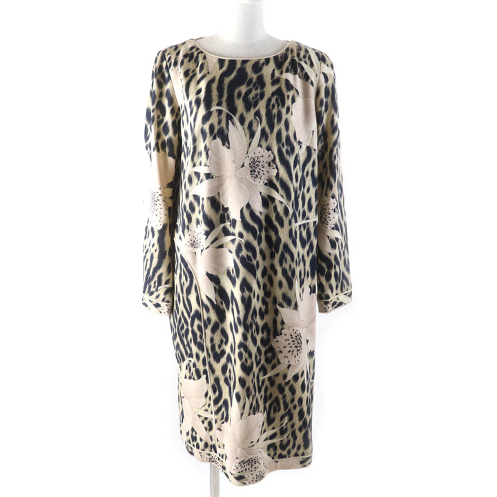 未使用品★LEONARD FASHION レオナール ファッション 0341900 レオパード 花柄 ウールジャケット ワンピース 2点set セットアップ 42