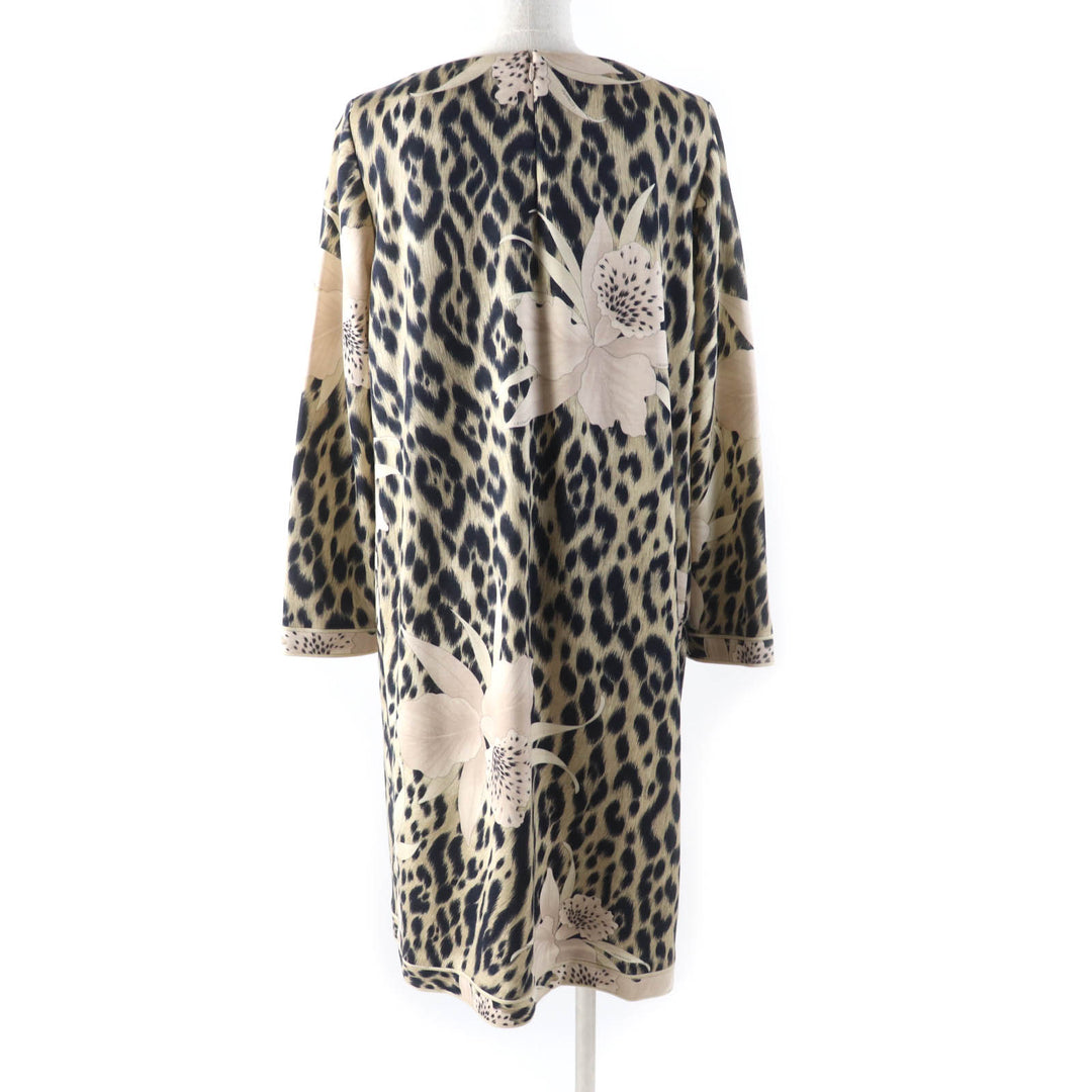 未使用品★LEONARD FASHION レオナール ファッション 0341900 レオパード 花柄 ウールジャケット ワンピース 2点set セットアップ 42