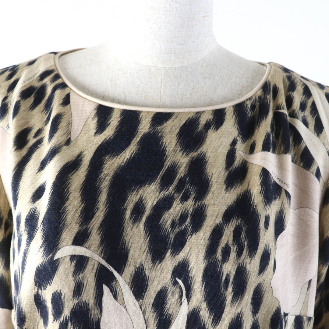 未使用品★LEONARD FASHION レオナール ファッション 0341900 レオパード 花柄 ウールジャケット ワンピース 2点set セットアップ 42