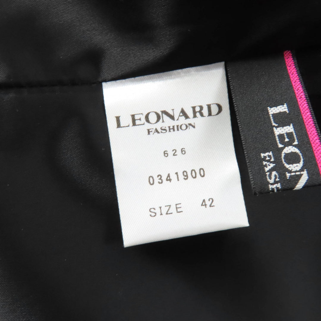 未使用品★LEONARD FASHION レオナール ファッション 0341900 レオパード 花柄 ウールジャケット ワンピース 2点set セットアップ 42