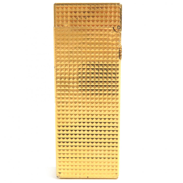 良品△Dunhill ダンヒル 総柄 ロゴ刻印 スクエア ローラー式 ガスライター 喫煙グッズ ゴールド メンズ 着火確認済み