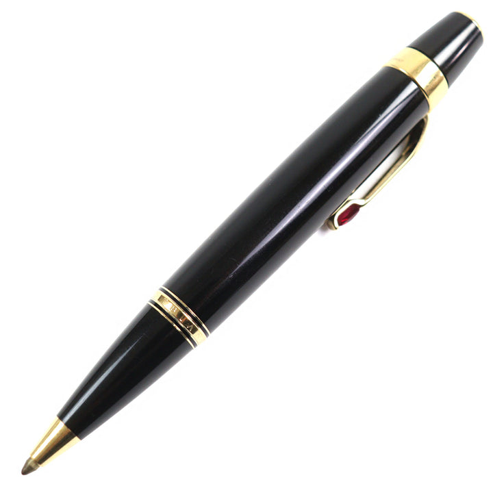 人気○MONTBLANC モンブラン ボエムルージュ ロゴ刻印 ストーン付 ホワイトスター ツイスト式 ボールペン ブラック ゴールド 筆記確認済
