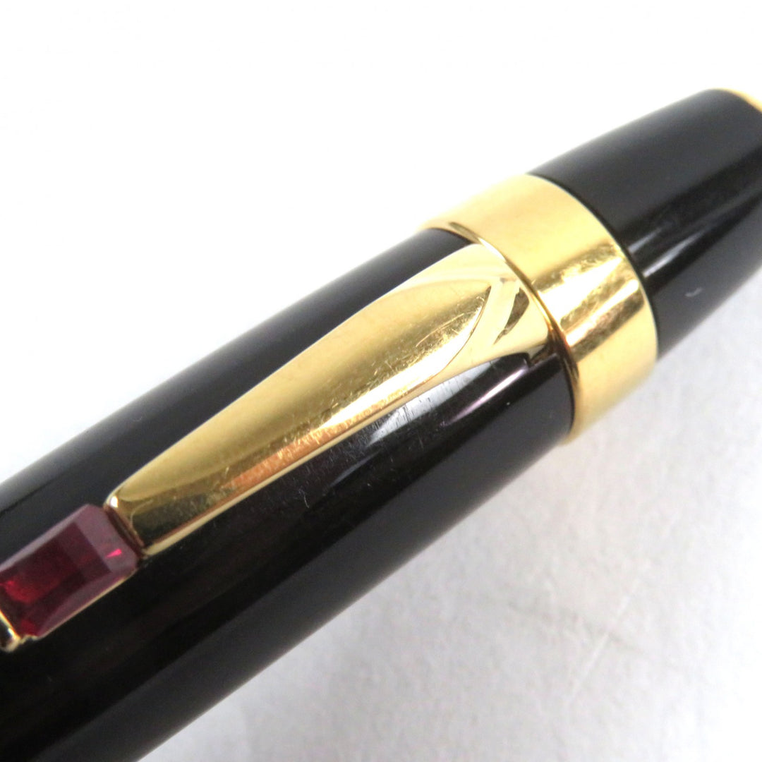 人気○MONTBLANC モンブラン ボエムルージュ ロゴ刻印 ストーン付 ホワイトスター ツイスト式 ボールペン ブラック ゴールド 筆記確認済